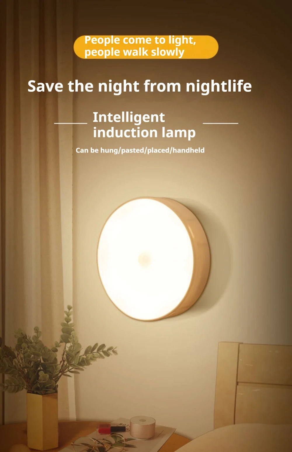 Motion Sensor LED Night Light- Wireless & Rechargeable